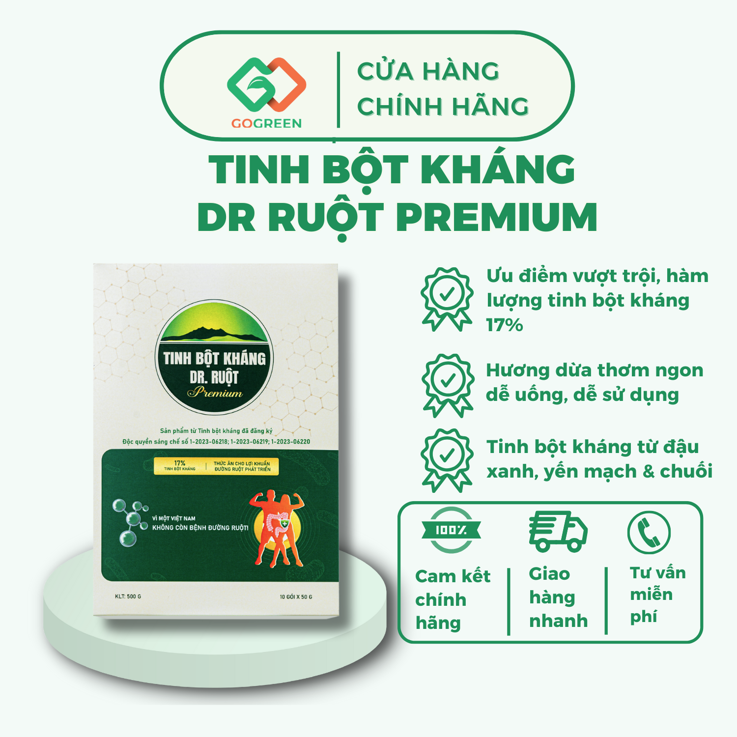Tinh Bột Kháng Dr Ruột Premium 17% – Hộp 500gr x10 gói