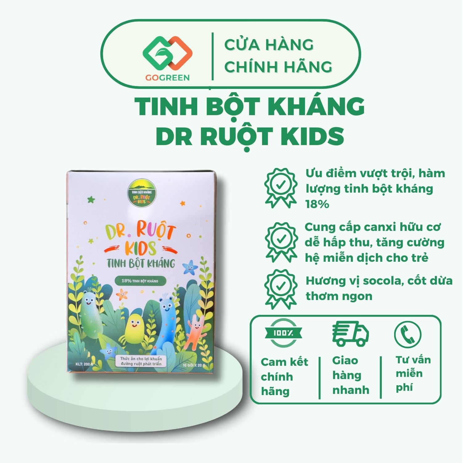 Tinh Bột Kháng Dr Ruột Kids 18% – Hộp 200gr x10 gói